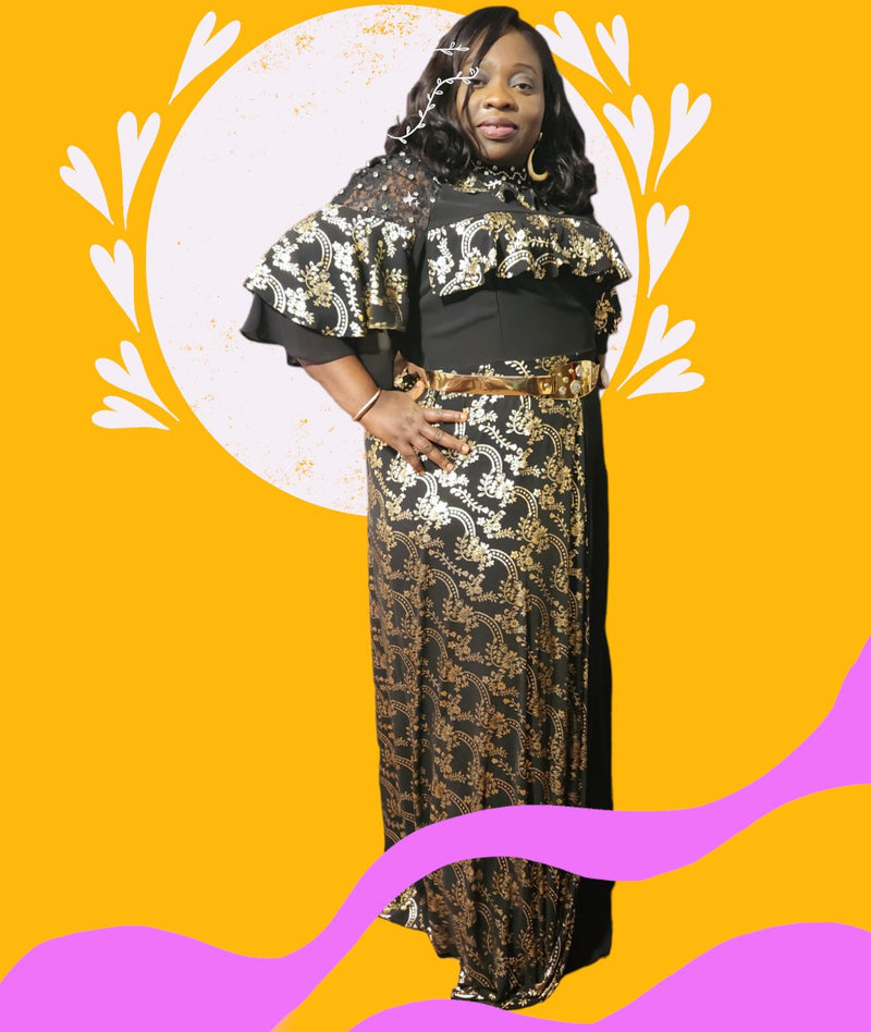 Black & Gold belted dress - Blessed_PTA_Collections