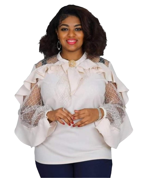 Cream net blouse - Blessed_PTA_Collections